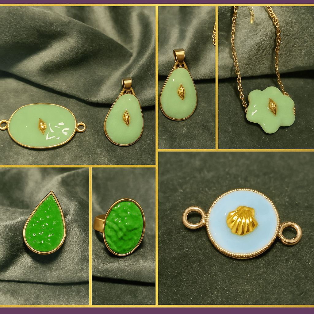 collage de pendentifs pastel vert